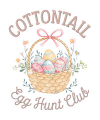 Cottontail Egg Hunt Club Easter Coquette PNG transparent background design 