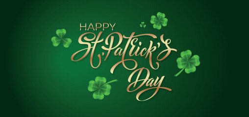 Happy Saint Patrick's day handwritten lettering typography. Hand drawn design elements. Logos and emblems for invitation