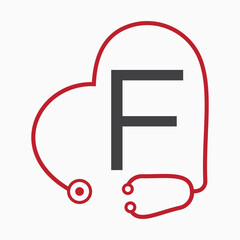 Fototapeta premium Initial Letter F Health Care Logo Concept With Stethoscope Symbol Vector Template