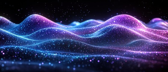 Fototapeta premium Vibrant abstract waves of light in cosmic background