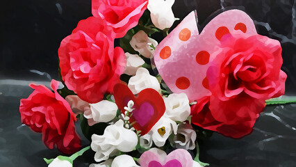 Valentines Day with pictures of flowers, hearts and Background make you feel the Love in the Air