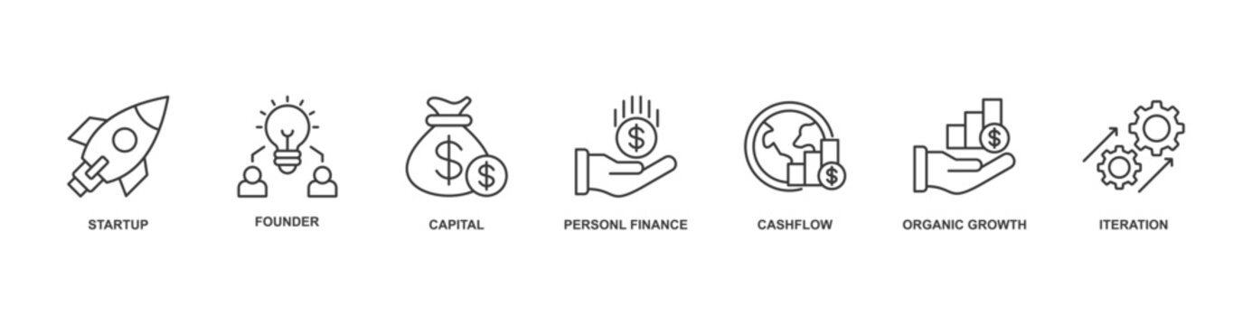 Bootsrapping icon vector illustration concept with icon of startup, founder, capital, personal finance, cashflow, organic growth, iteration