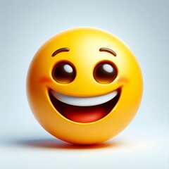 Fototapeta premium Smiling emoji happy and cheerful, representing summer vibes, joy, and fun in a cute cartoon style.