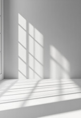 Obraz premium A clean, white room with sunlight streaming in through the window modern empty interior 