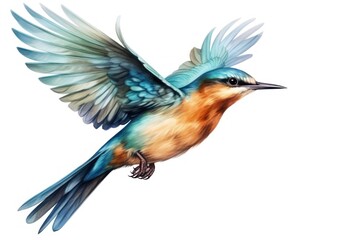 Fototapeta premium Flying bird animal white background.