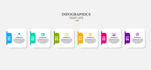 Infographic label design with 6 options or steps. Infographics for business concept. Can be used for presentations banner, workflow layout, process diagram