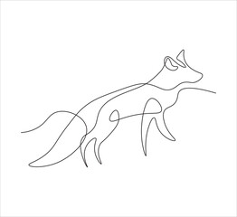 One continuous line drawing of fox. single line fox drawing concept. fox illustration. editable stroke