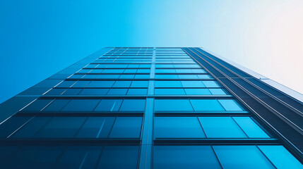 Fototapeta premium A modern office building empty street outside wall modernity civilization. growing up 