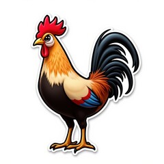 Fototapeta premium Colorful Cartoon Rooster with Vibrant Feathers Perfect for Farm or Wildlife Illustrations