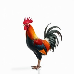 Fototapeta premium Vibrant and Majestic Rooster Standing Proudly Against a Neutral Background in Stunning Detail
