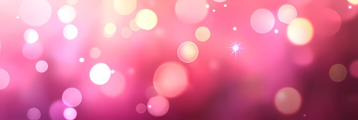 Obraz premium Soft pink bokeh background. Abstract banner with circles and flashes