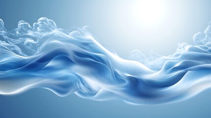 Abstract Blue Wavelike Forms Flowing Gently