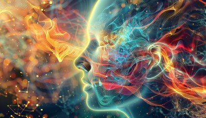 Obraz premium An abstract visualization of artificial intelligence, showcasing complex algorithms and neural networks