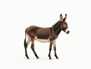 Realistic 3D Illustration of a Standing Donkey with Detailed Texture and Features