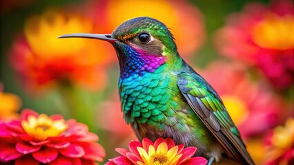 Obraz premium Mesmerizing Hummingbird Perched on a Flower Blossom