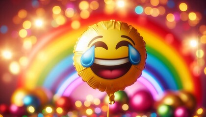 Smiling emoji happy and cheerful, representing summer vibes, joy, and fun in a cute cartoon style.