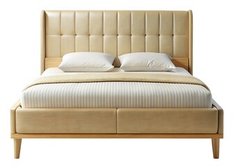 Stylish Double Bed on Isolated Background for Modern Interiors