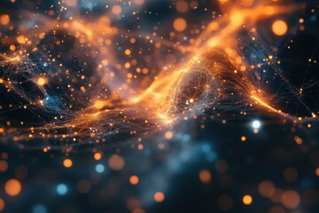 Fototapeta premium Abstract digital art representing the intersection of spirituality and science, with glowing energy fields blending seamlessly with complex scientific patterns, 