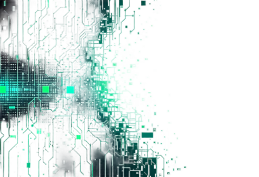 green and blue colored pixel art technology design isolated on white background
