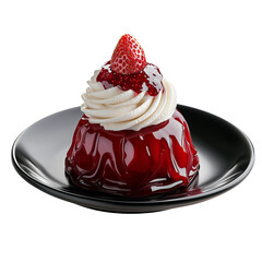 Delicious Strawberry Jelly Dessert Whipped Cream Red Glaze Sweet Treat Food Photography, Transparent Background, Ai Generative Images