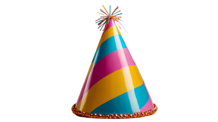 party hats isolated on white, birthday party hat isolated on transparent background