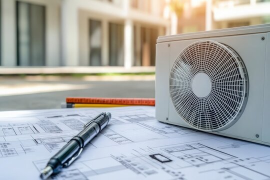 HVAC engineering concept. Detailed cooling load calculations for air conditioning systems in expansive commercial spaces 