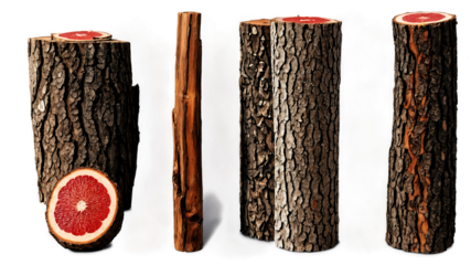 Detailed tree bark texture isolated on a clean PNG background, featuring intricate lines and natural imperfections, perfect for organic designs, nature-themed backgrounds, and rustic texture visuals.