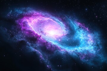 Obraz premium Vibrant cosmic swirl of purple and blue nebula in space