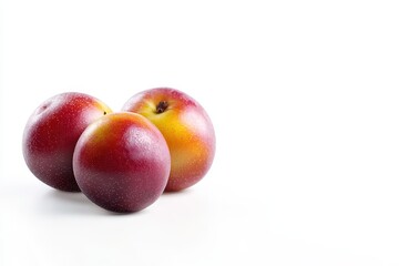 Ripe plums studio shot, white background, food photography