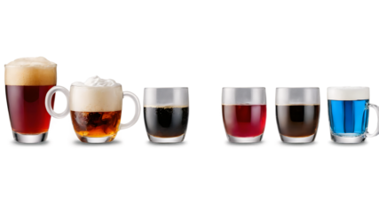 Cold beverage in a glass with condensation and ice cubes isolated on a clean PNG background, featuring a refreshing and inviting look, perfect for cocktail menus, beverage packaging, and refreshing dr