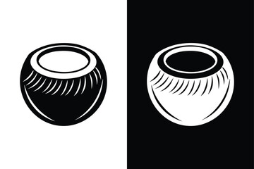 Coconut Half Icon. Sleek Vector Silhouette Illustration