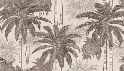 Vibrant Vintage Tropical Paradise Striking Linear Palm Trees and Bold Colors Create a Stunning Vector Illustration, Perfect for Digital Art, Home Decor, or Design Inspiration.