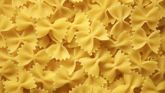 Italian farfalle pasta background. Table spin. Vertical video.
