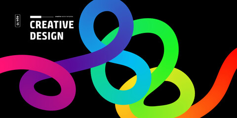 Naklejka premium Abstract Rainbow Curves Vibrant Colorful Creative Design