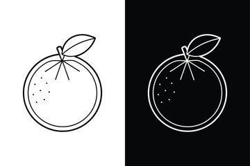 Orange Fruit Vector. Sleek Line Art Illustration