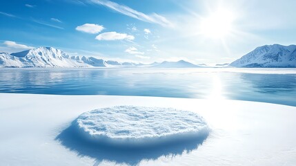 Obraz premium Arctic Winter Landscape: Snow, Ice and Mountains