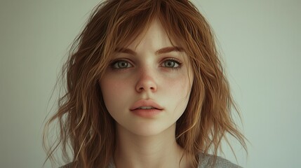 A 3D-style portrait of a young adult African woman, depicted as a cartoon character, deep in thought with a questioning and doubtful expression.