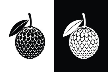 Lychee Fruit Icon. Fresh, Delicious Silhouette Design