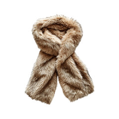 Faux Fur Stole in Neutral Beige Isolated on Transparent Background