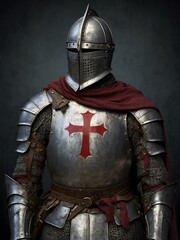 Fototapeta premium The Resolute Templar: A Portrait of Faith and Valor
