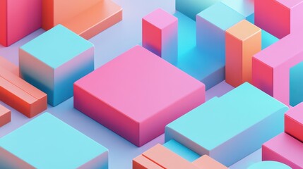 Obraz premium A background design featuring abstract geometric blocks rendered in 3D.