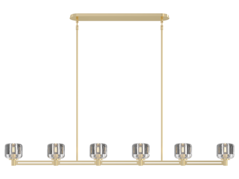 RH DEMARET LINEAR CHANDELIER - Elegant Lighting Fixture Against Black Background