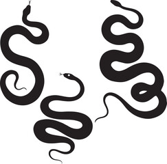 snake icon, snake vector silhouette, Curved walking snake animal design