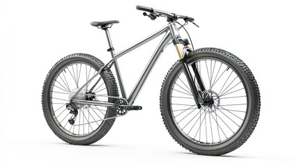 Fototapeta premium Silver mountain bike studio shot, white background
