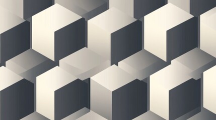 Obraz premium Abstract grayscale isometric cube pattern background.