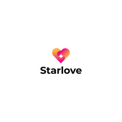 Star and love icon modern logo