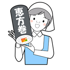 恵方巻を紹介する店員