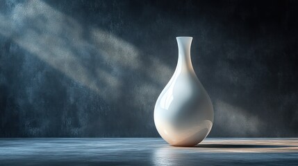 Serene Still Life: A Porcelain Vase in Dramatic Light