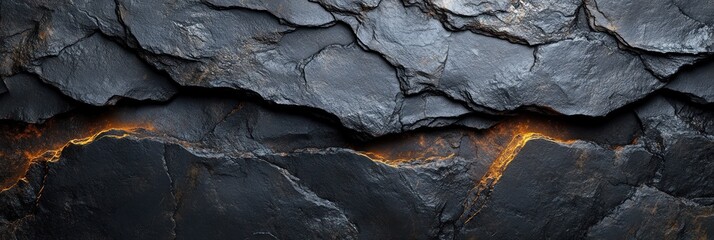 Glowing Embers in Dark Rock Formation: A Striking Abstract Image