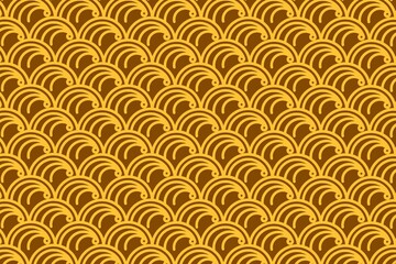 Pattern, abstract seamless pattern, vector seamless pattern, vector seamless pattern with waves, ornament, wave, scale, gold, brown, cloud, fabric, textile, wrapping paper, lines, circle, skin, dragon